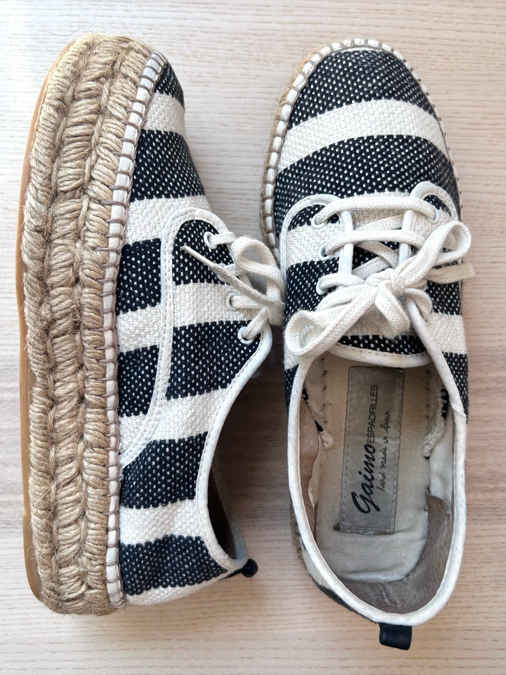 Gaimo Espadrille Sneakers Striped Canvas Handmade in Spain Preppy Coastal 37